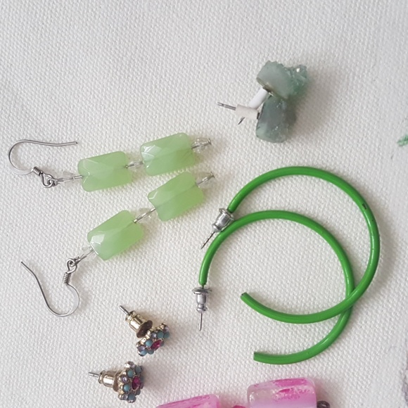 Set of 6 Pink & Green Earring Bundle (pierced ears) - Picture 11 of 14